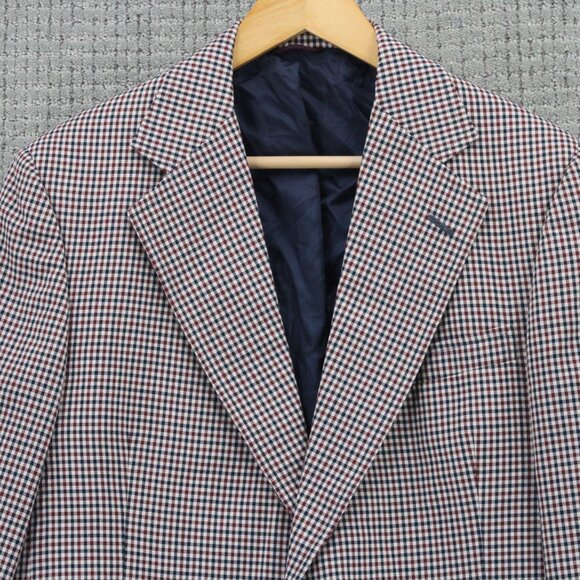 Hart Schaffner & Marx Blazer Jacket Mens Large Multicolor Plaid Two Button Front - Picture 6 of 11